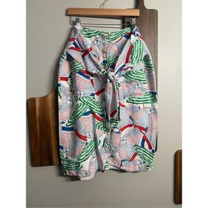 Anthropologie Multicolor 43 of 52 Conversations Linen Blend Pencil Skirt Size 6